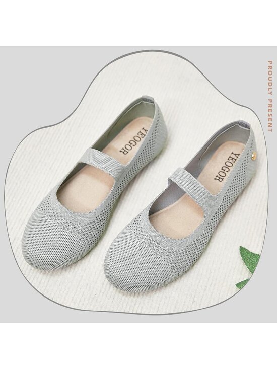 TOWED22 Women Flats,Women 〽️Women\'s Ballet Flats Knit Gray Classic Lightweight Comfort Closed Toe Slip-On